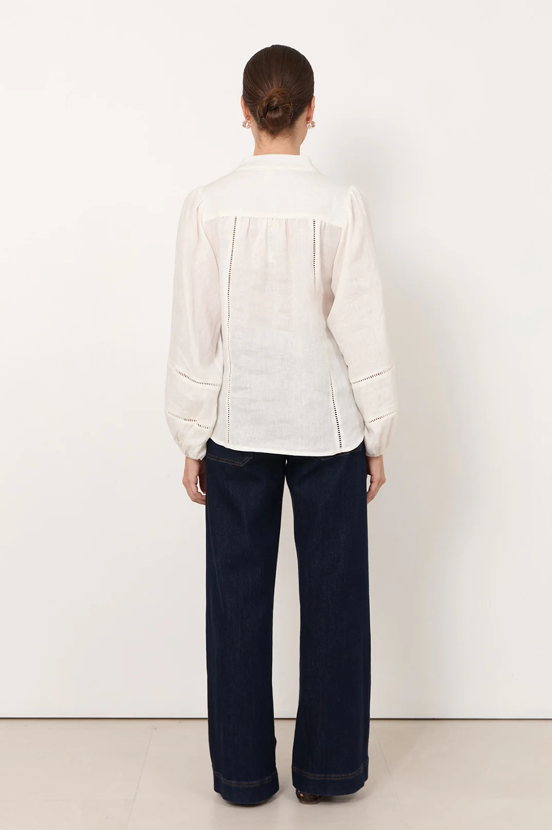 Juno Trim Detail Linen Top (White) - Image 5