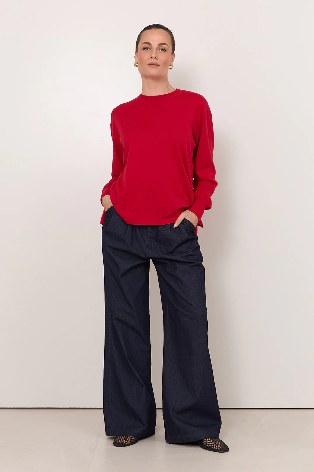 Karmine Pleated Lightweight Denim Pant (Denim) - Image 3