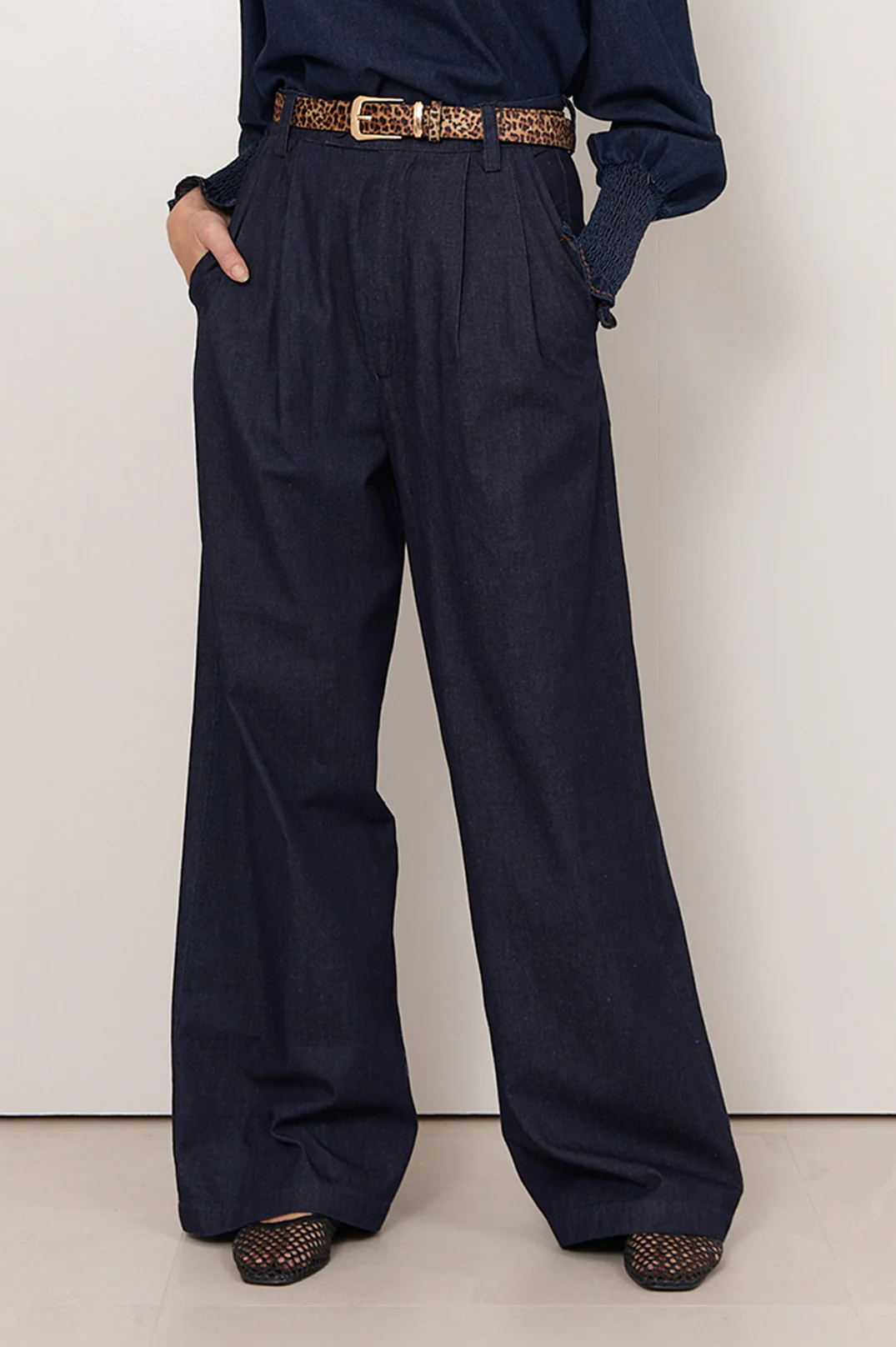 Karmine Pleated Lightweight Denim Pant (Denim) - Image 4