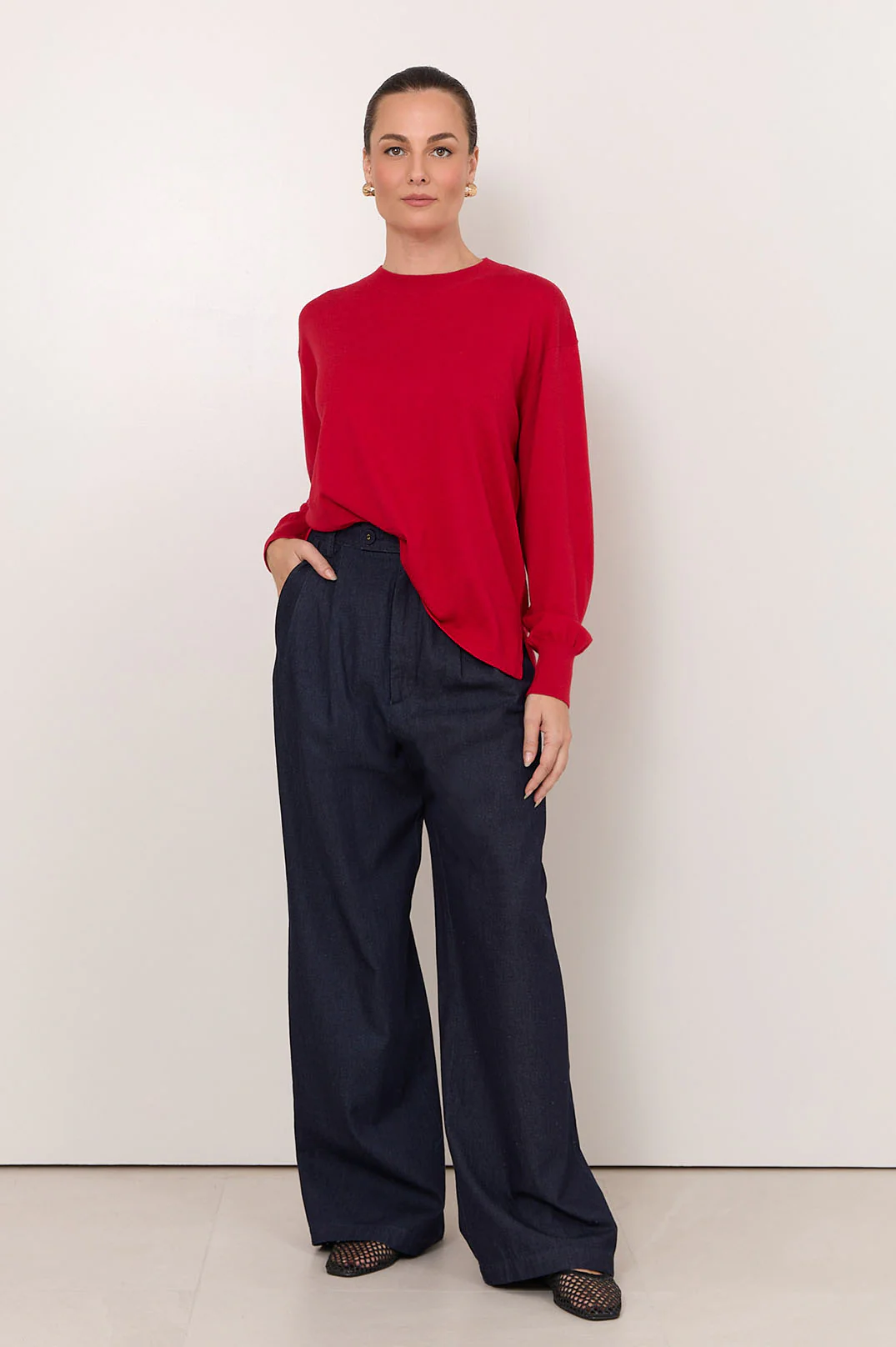 Karmine Pleated Lightweight Denim Pant (Denim) - Image 5