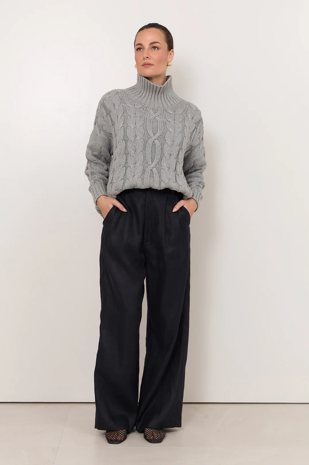 Karmine Pleated Pant (Black) - Image 2