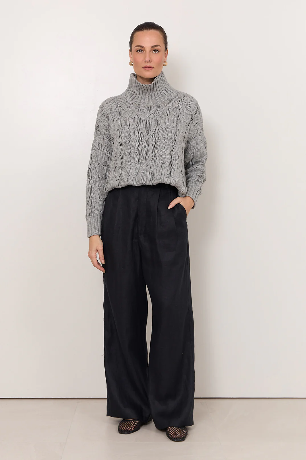 Karmine Pleated Pant (Black) - Image 3