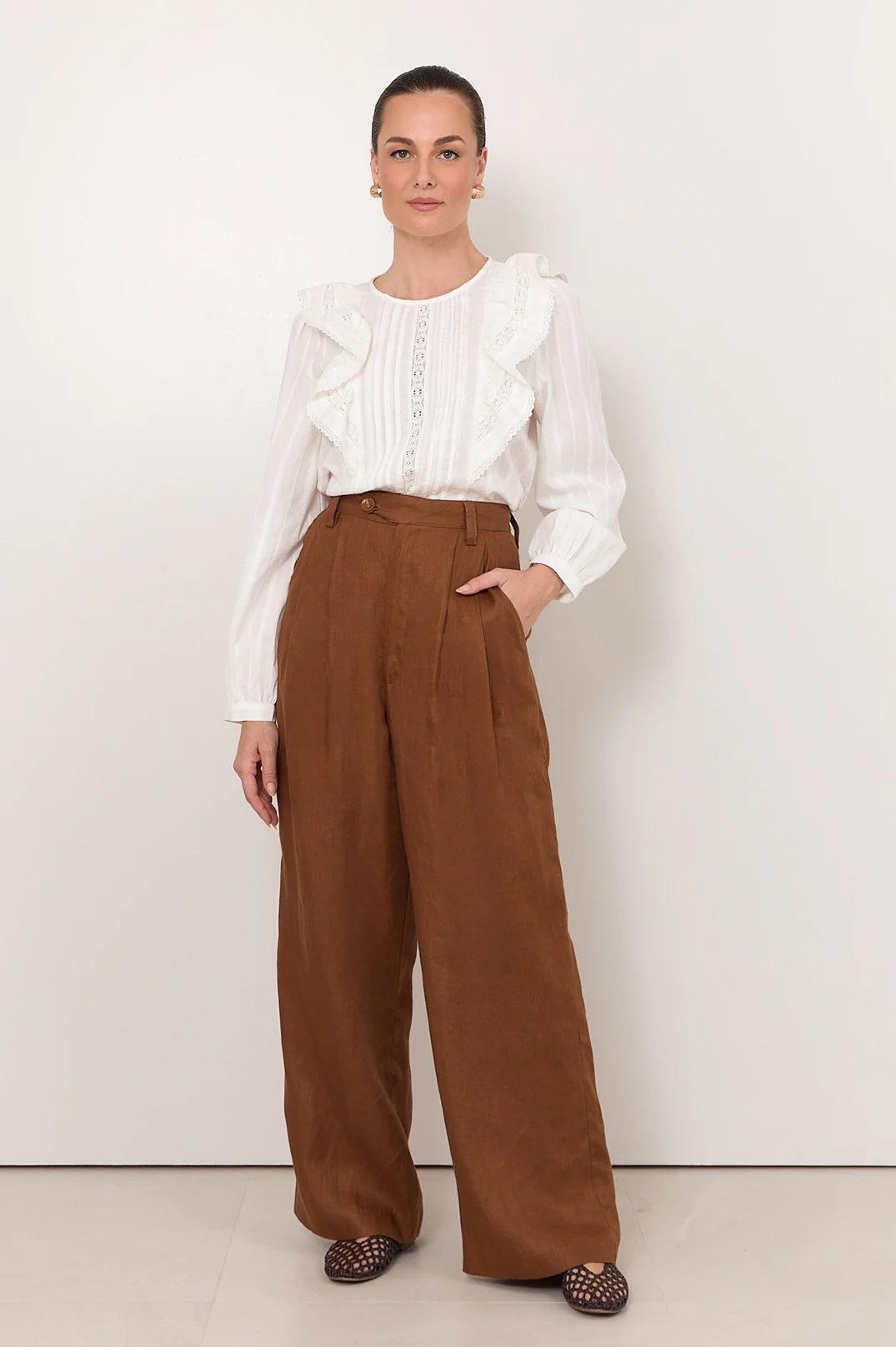 Karmine Pleated Pant (Tan) - Image 3