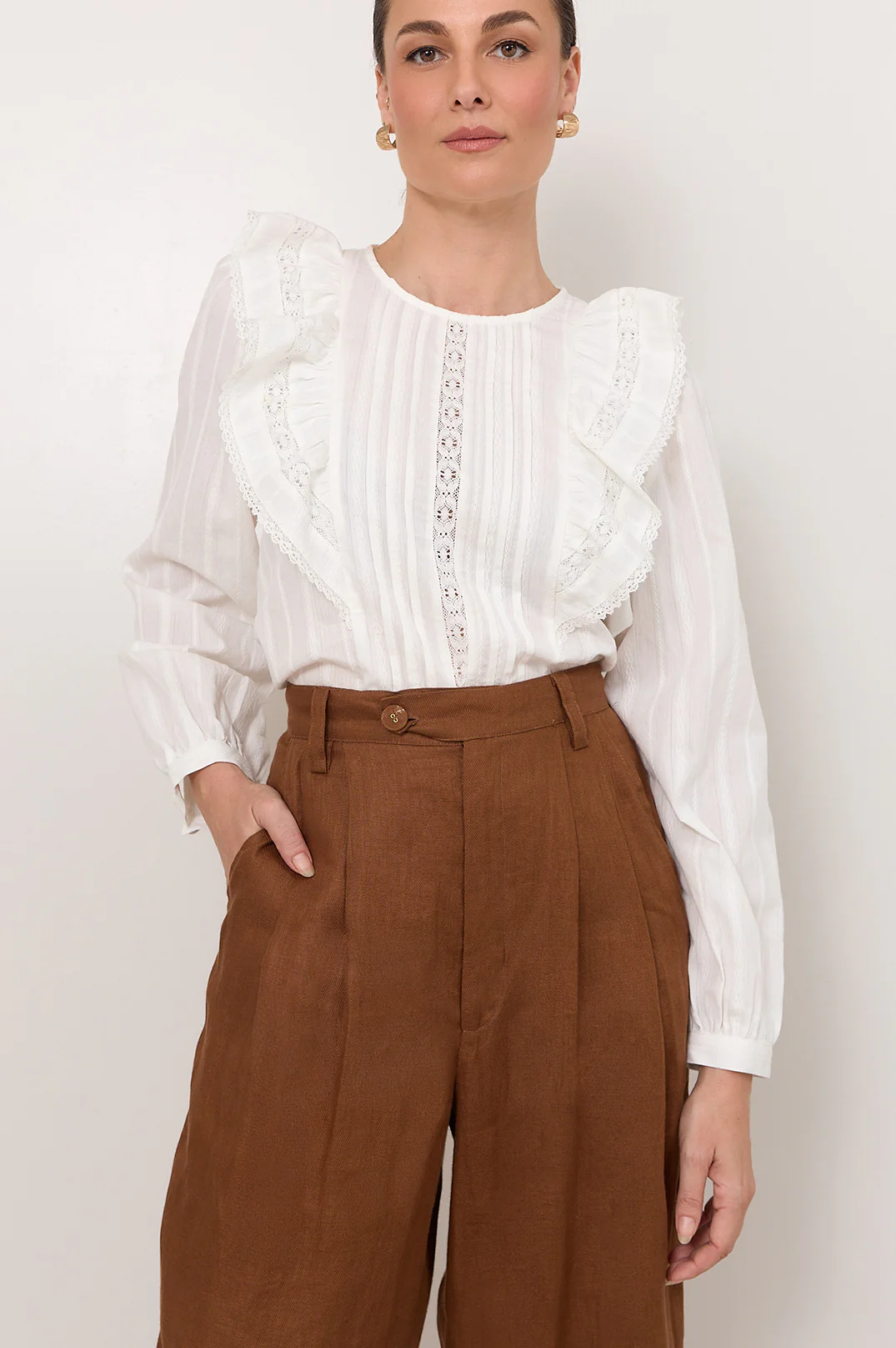 Karmine Pleated Pant (Tan) - Image 4