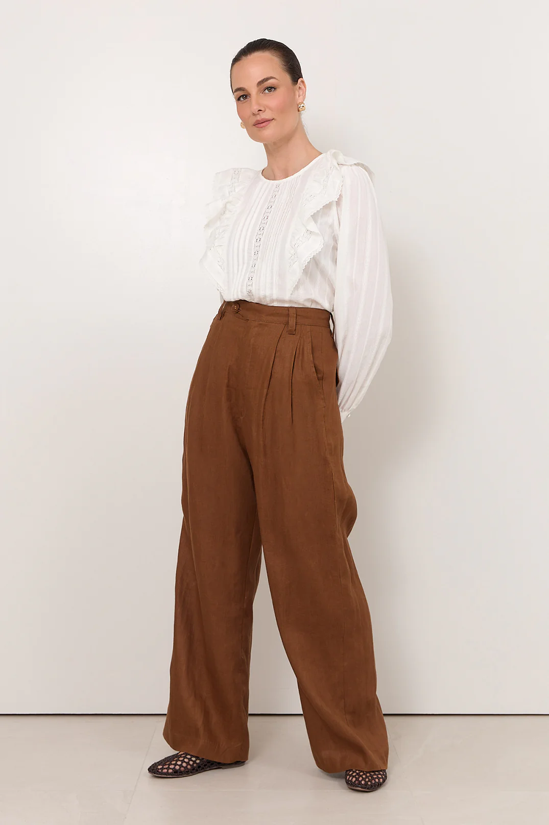 Karmine Pleated Pant (Tan) - Image 5