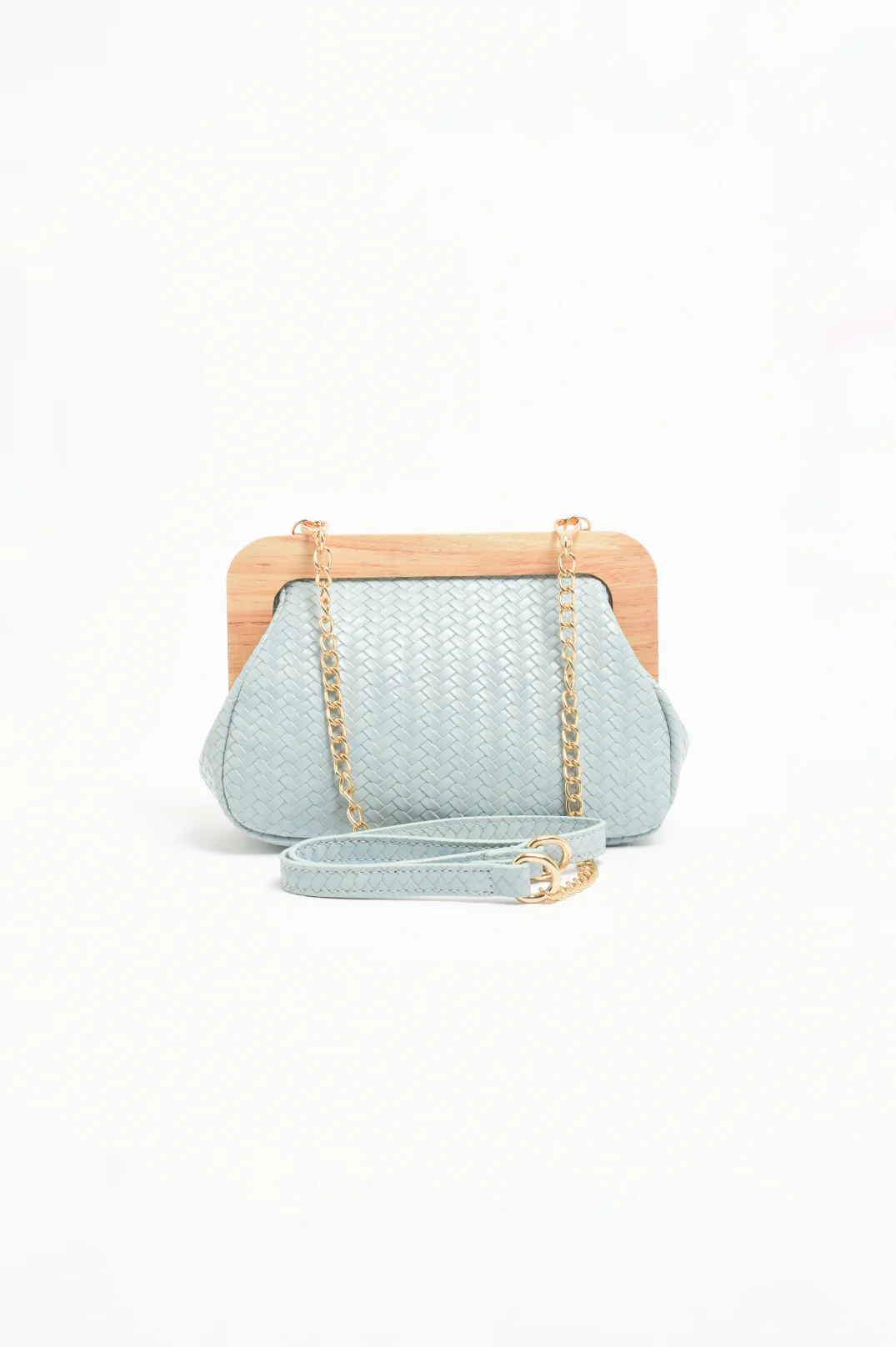 Kimmi Timber Frame Weave Clutch (Blue) - Image 3