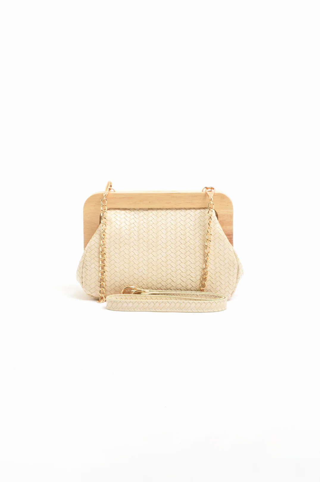 Kimmi Timber Frame Weave Clutch (Nude) - Image 3