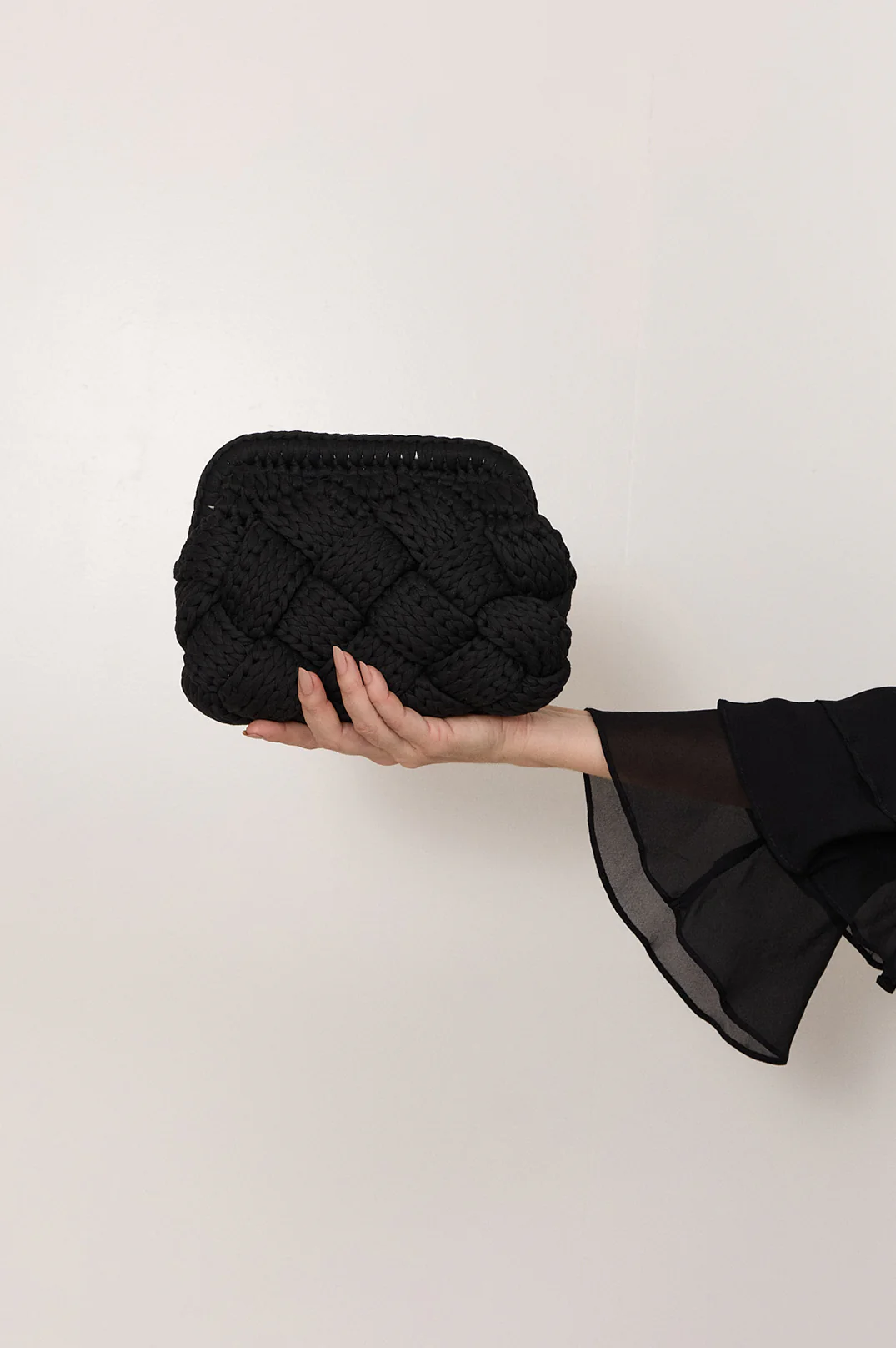 Kita Knitted Plait Clutch (Black) - Image 2
