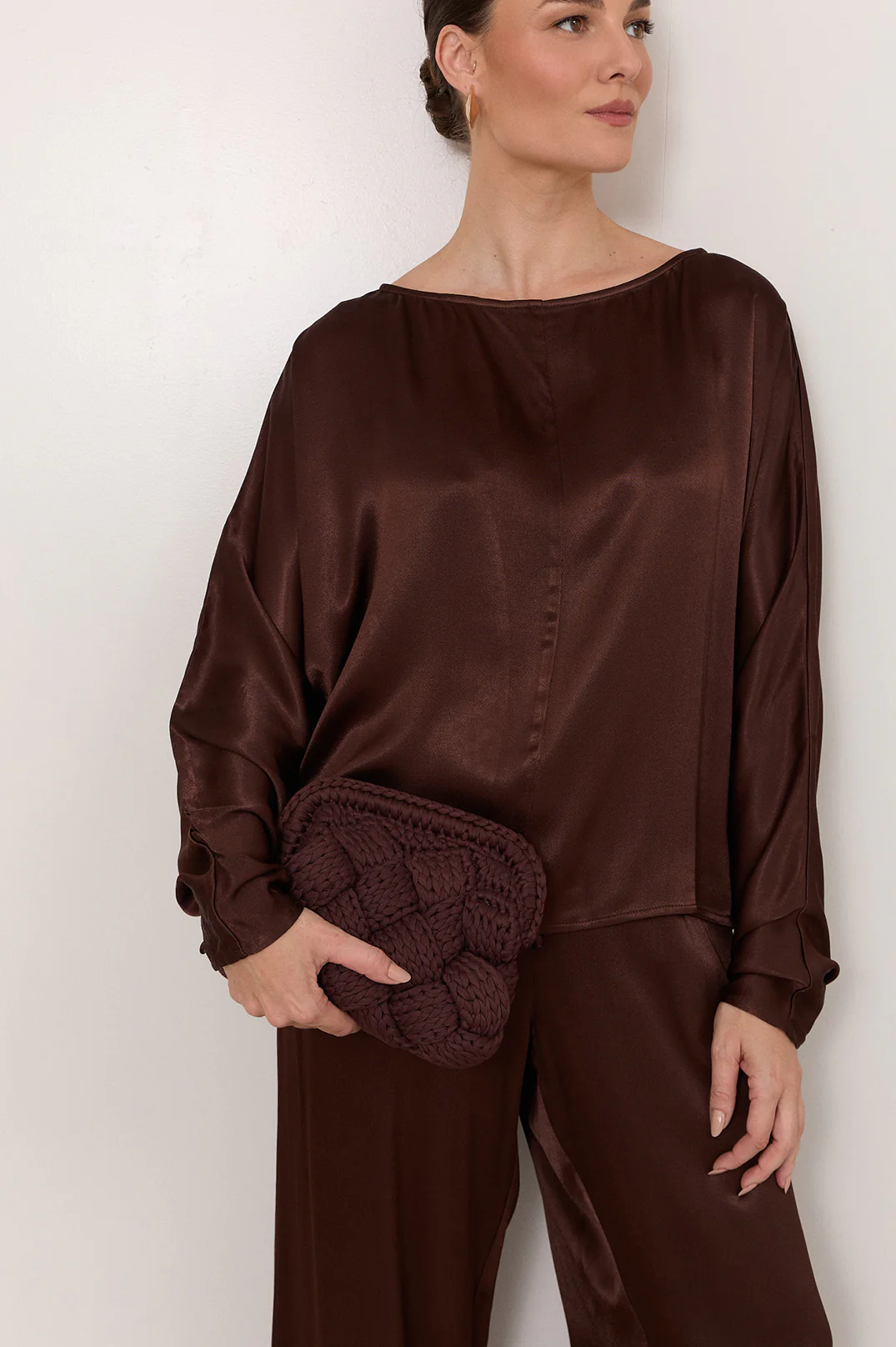 Kita Knitted Plait Clutch (Chocolate) - Image 2