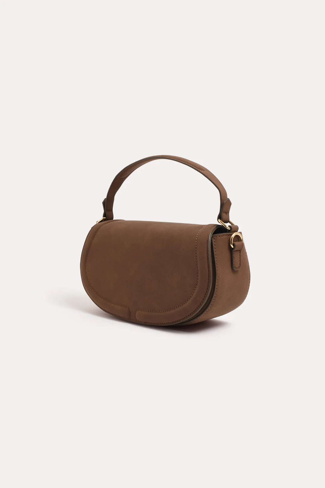 Kloe Faux Suede Saddle Crossbody Bag (Chocolate) - Image 3