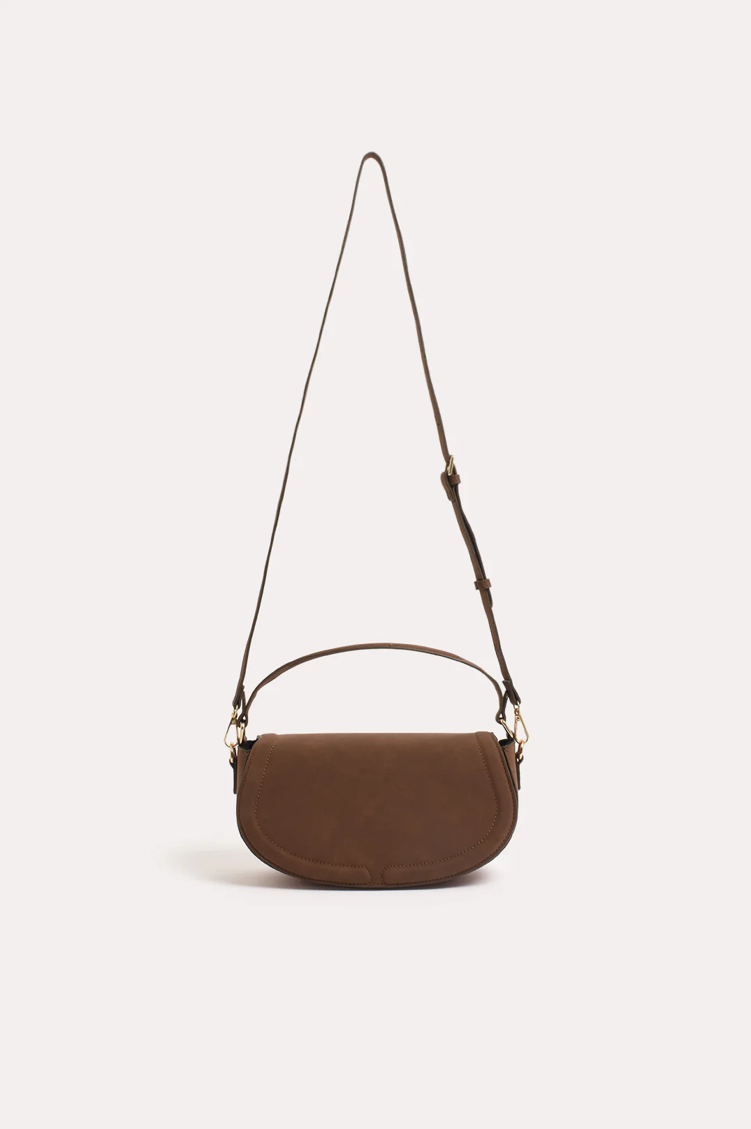 Kloe Faux Suede Saddle Crossbody Bag (Chocolate) - Image 4