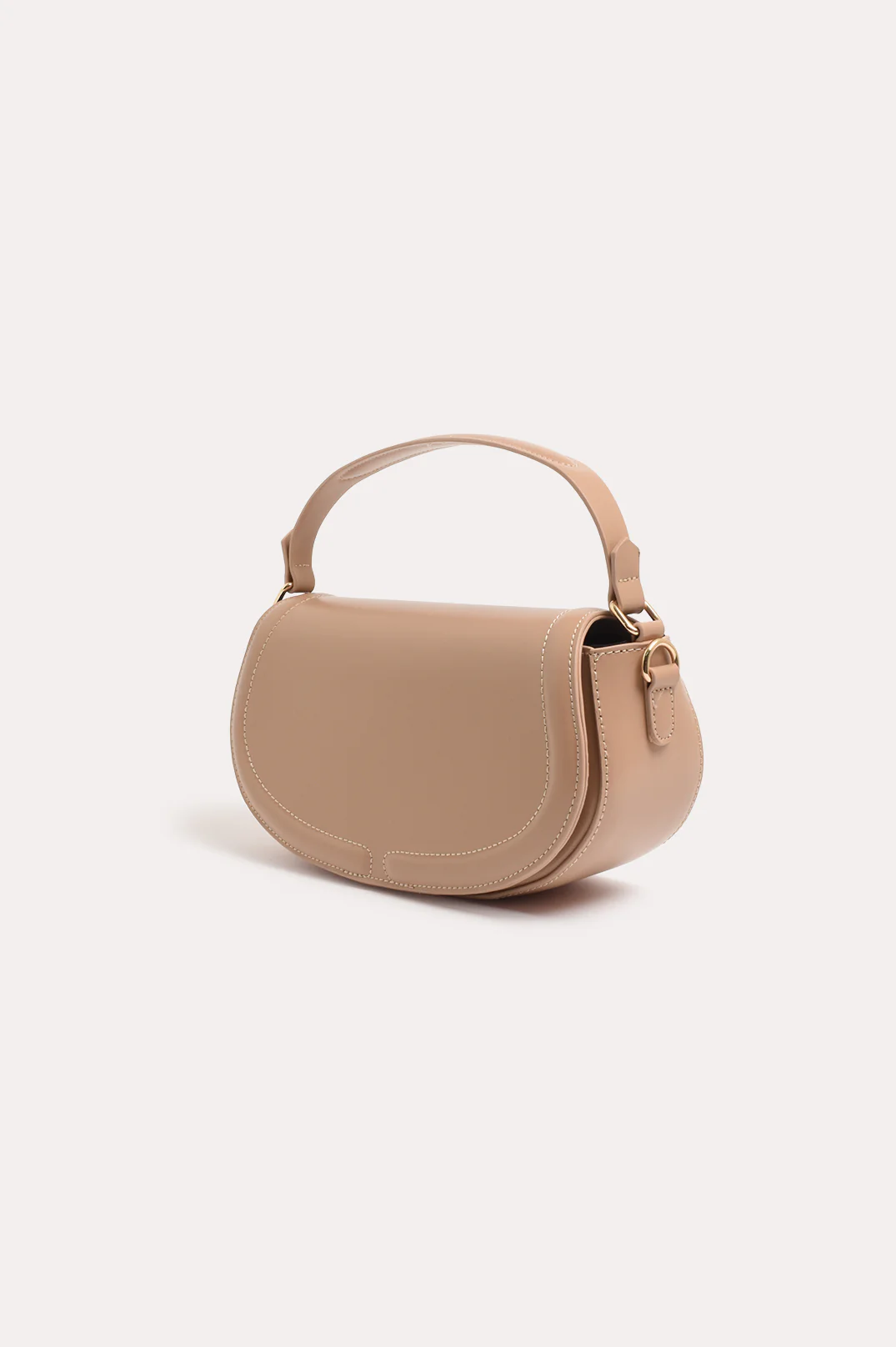 Kloe Smooth Saddle Crossbody Bag (Nude) - Image 3