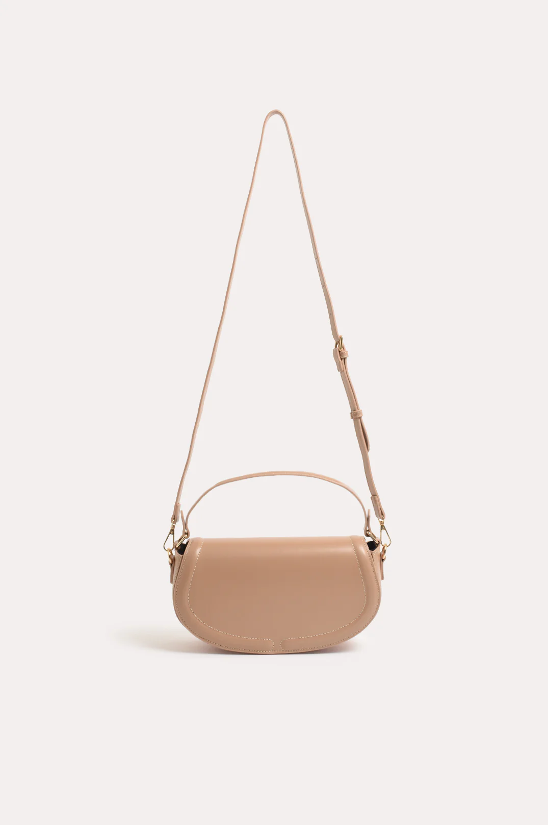 Kloe Smooth Saddle Crossbody Bag (Nude) - Image 4