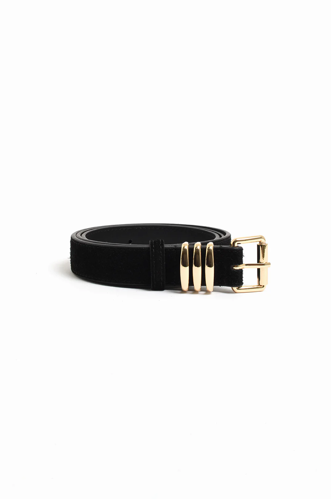 Kory Suede Jeans Belt (Black/Gold) - Image 3