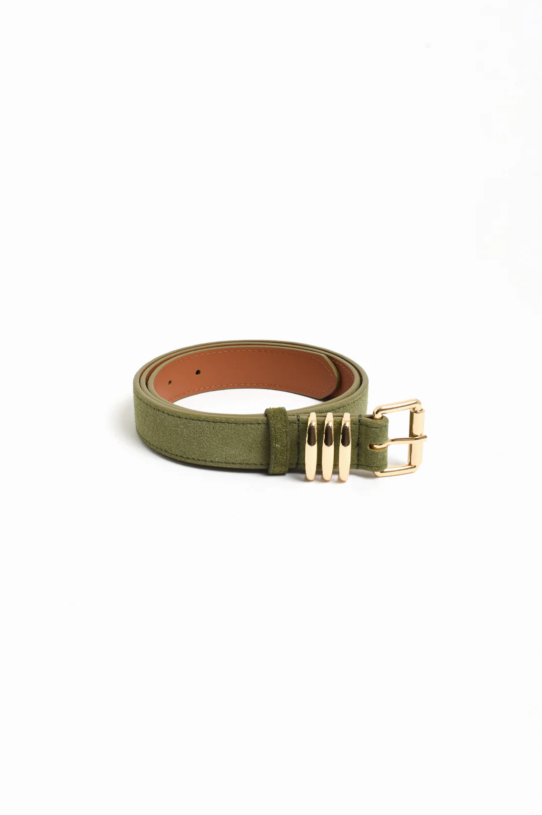 Kory Suede Jeans Belt (Khaki/Gold)