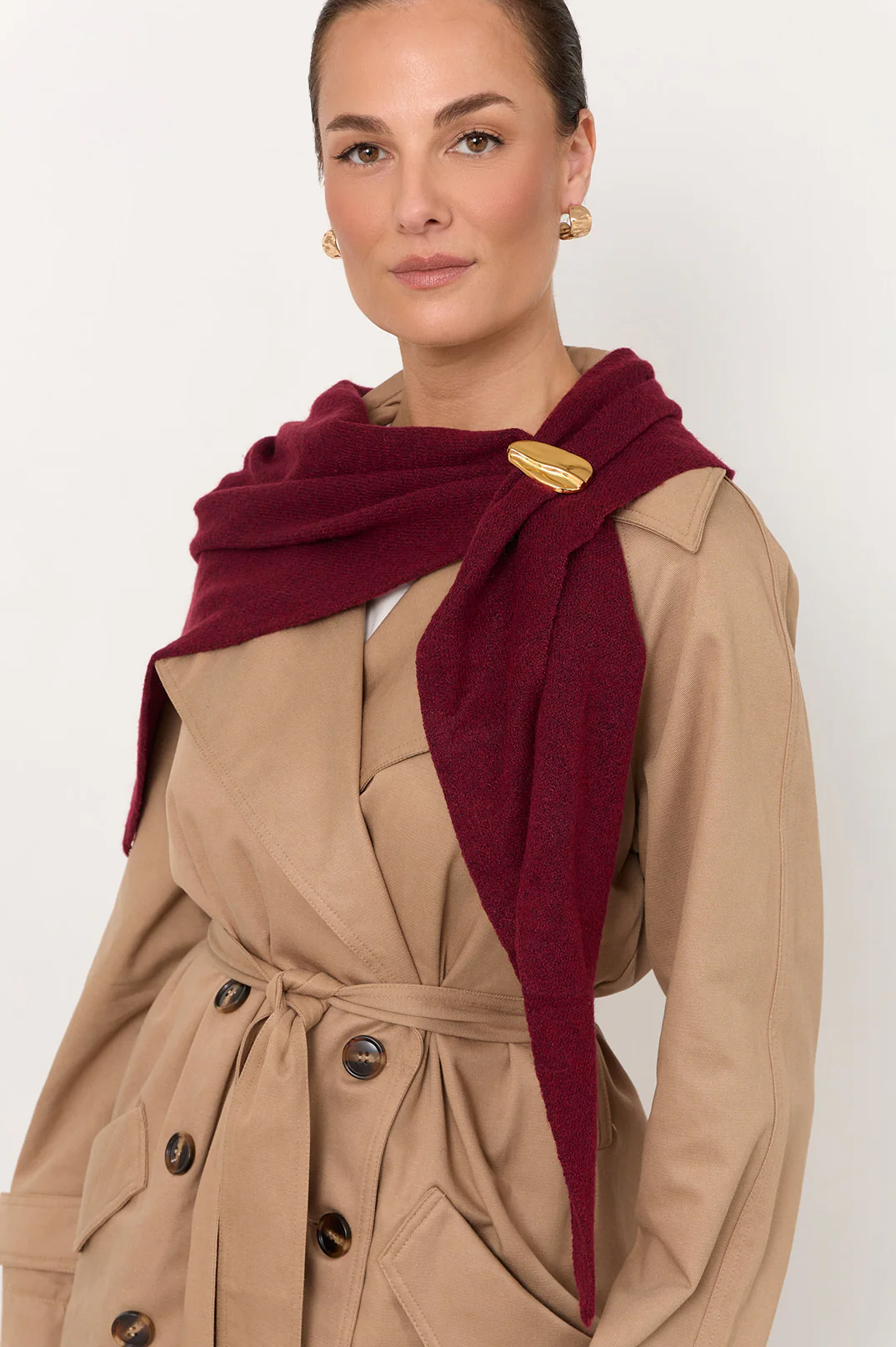 Wool Blend Triangle Scarf (Black) - Image 2