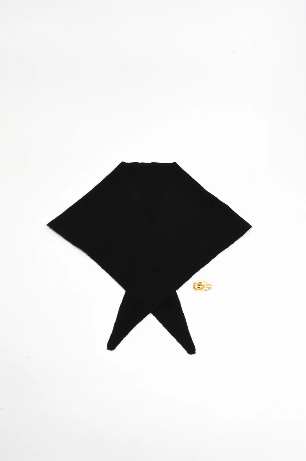 Wool Blend Triangle Scarf (Black) - Image 3
