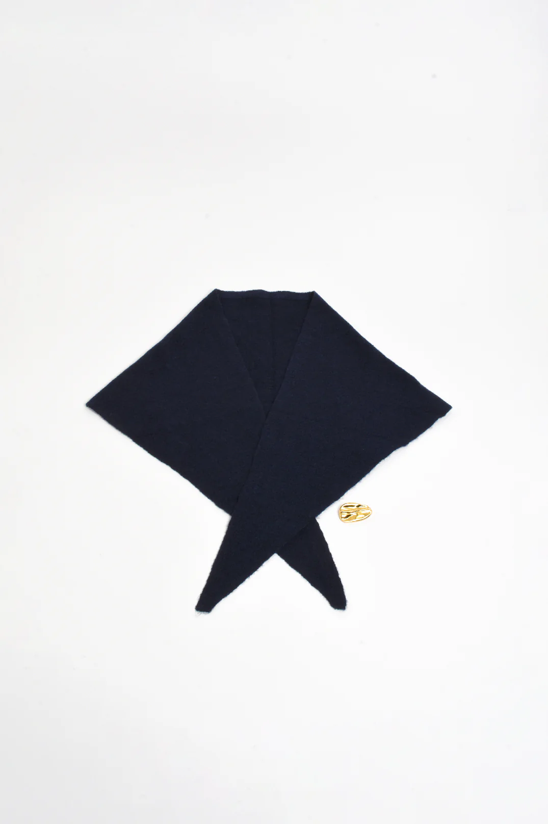 Wool Blend Triangle Scarf (Navy) - Image 3