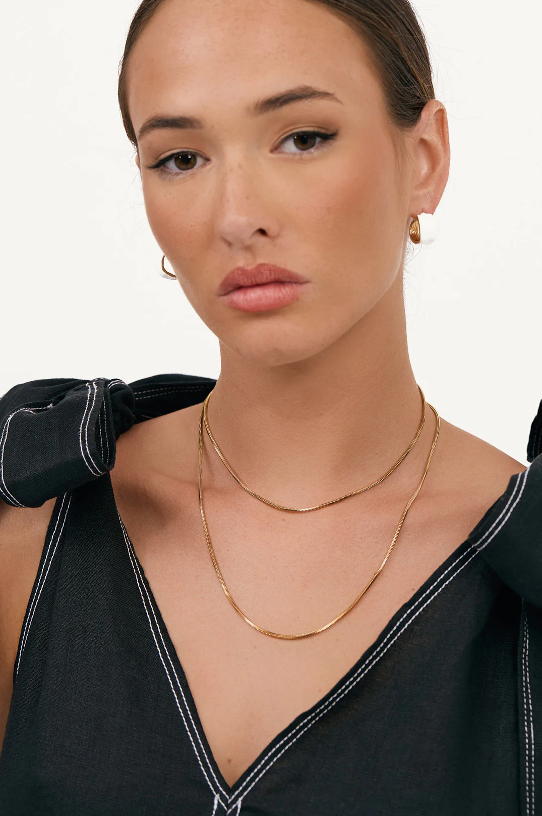 Layered Drop Pearl Necklace (Gold) - Image 3