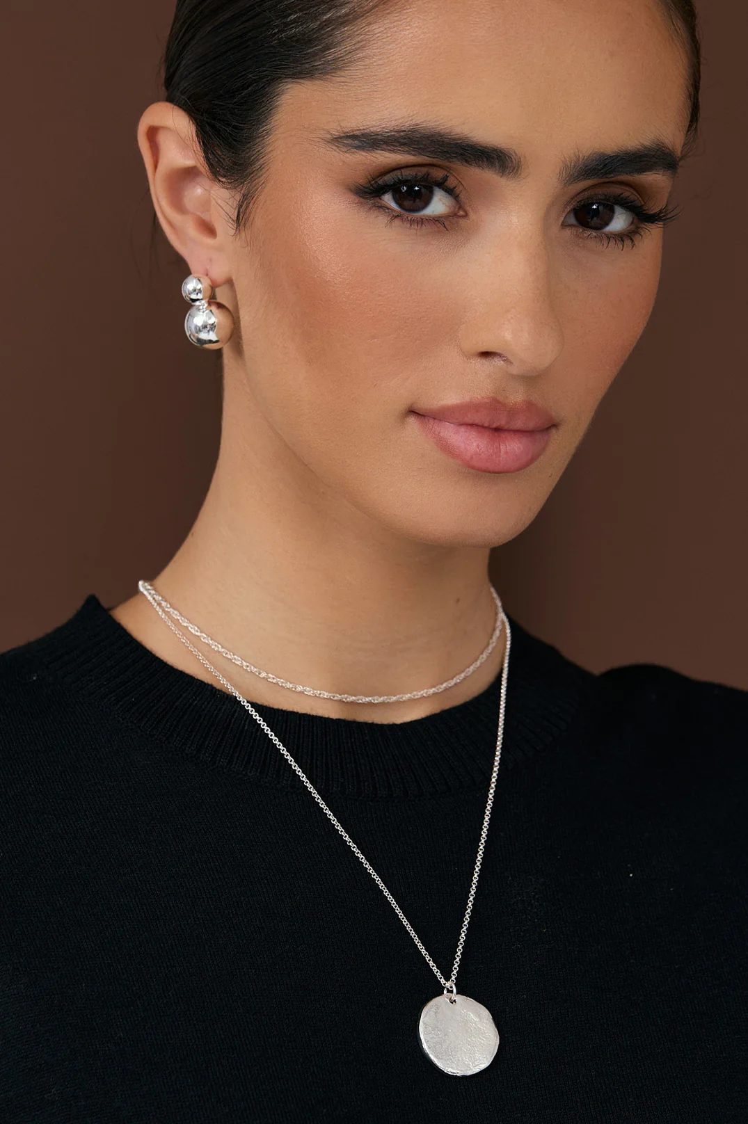 Layered Pendant Drop Necklace (Gold) - Image 2