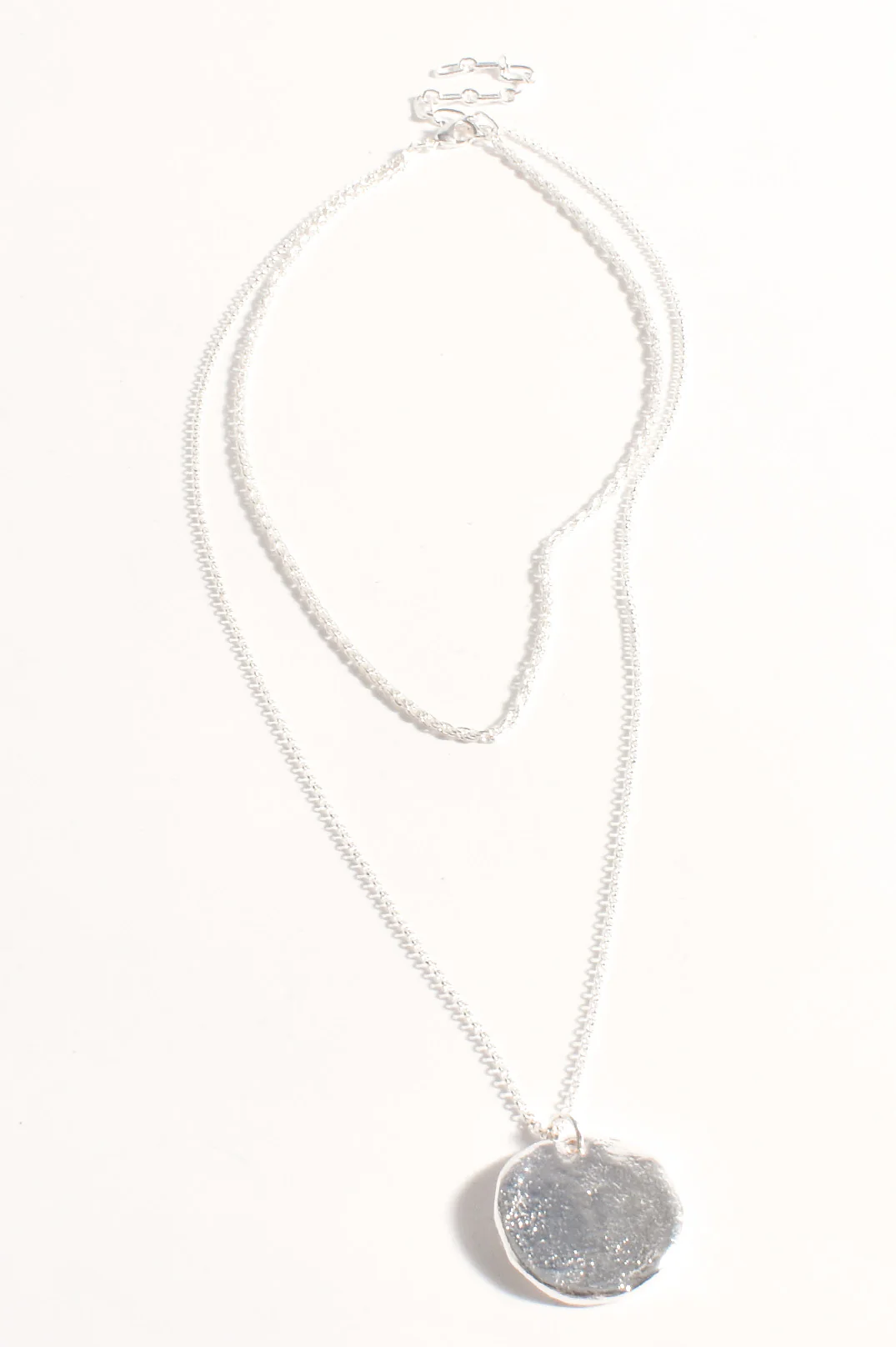 Layered Pendant Drop Necklace (Silver) - Image 2