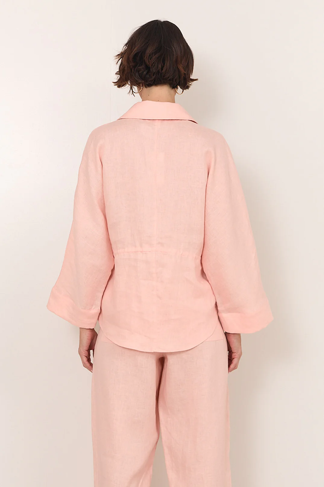 Lenni Drawstring Linen Top (Salmon) - Image 5
