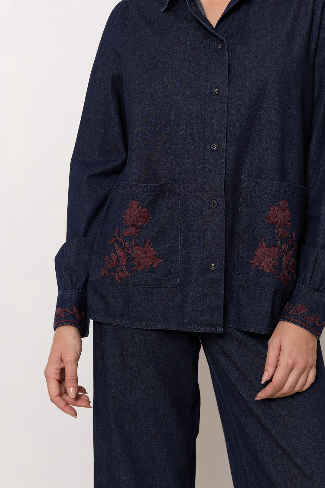 Lennon Lightweight Denim Embroidered Shirt (Denim) - Image 3