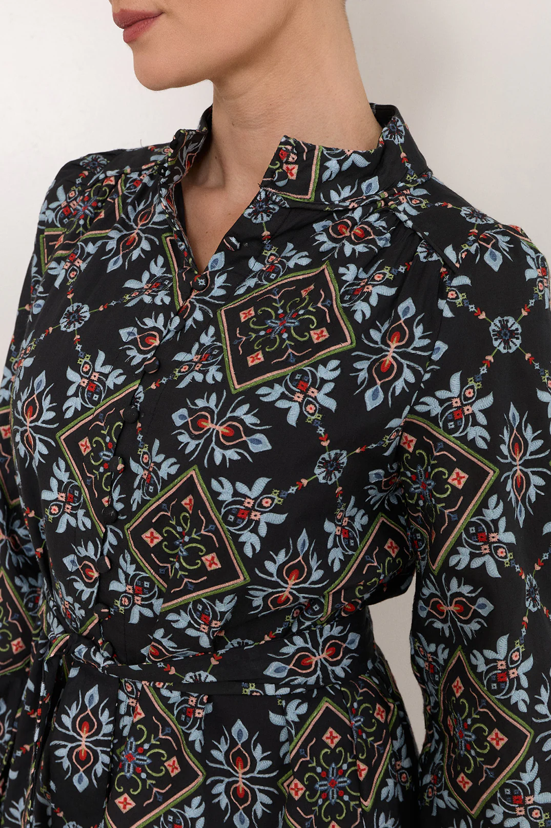 Lilian Embroidered Midi Shirt Dress (Print) - Image 2