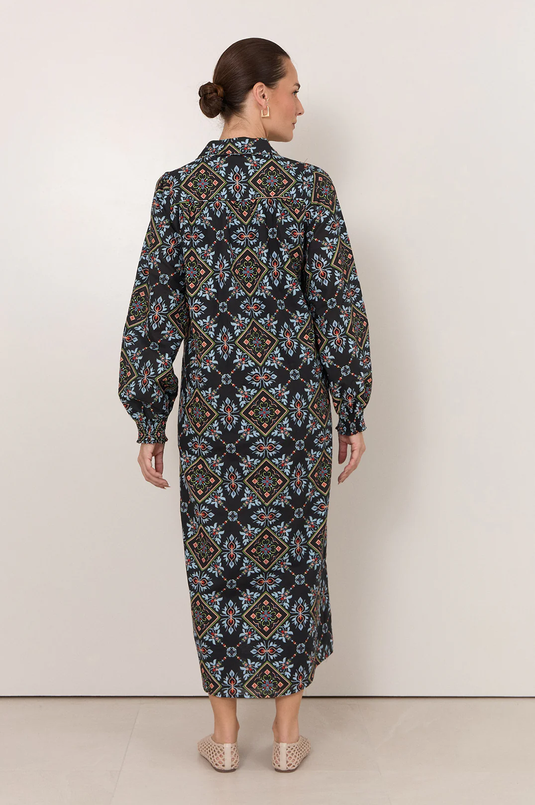 Lilian Embroidered Midi Shirt Dress (Print) - Image 5