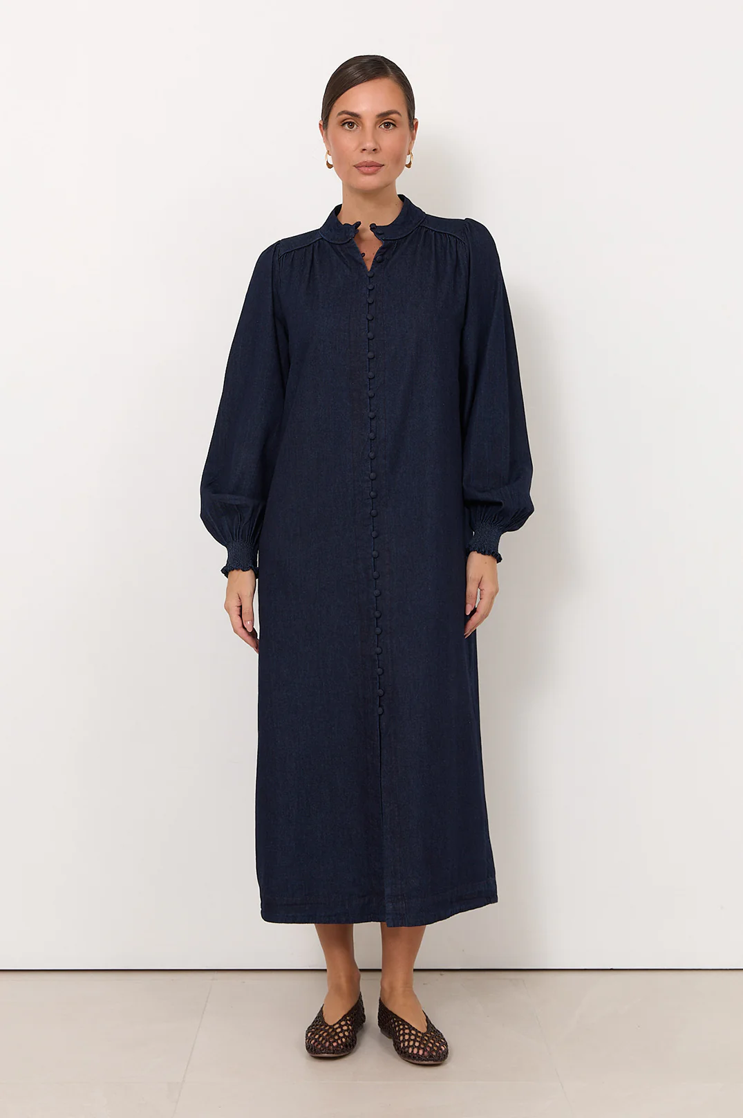 Lilian Lightweight Denim Midi Shirt Dress (Denim) - Image 4