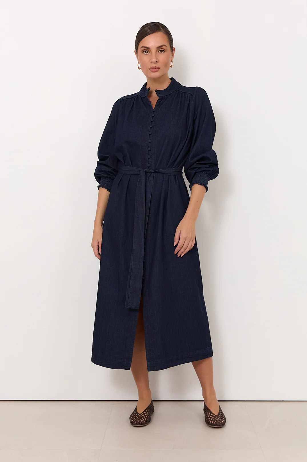 Lilian Lightweight Denim Midi Shirt Dress (Denim) - Image 5