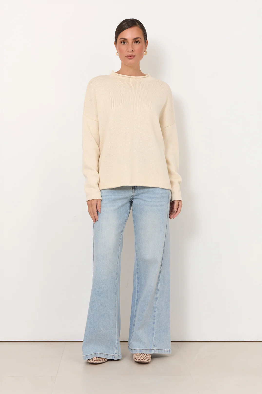Lucille Long Sleeve Knit Jumper (Cream) - Image 3