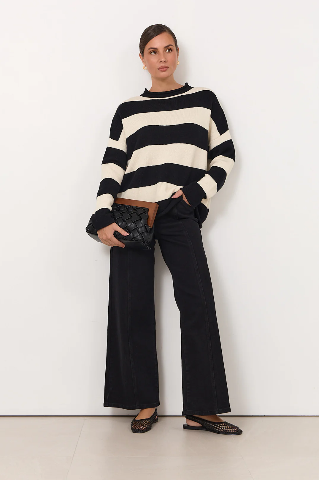 Lucille Long Sleeve Knit Jumper (Black/Cream) - Image 3