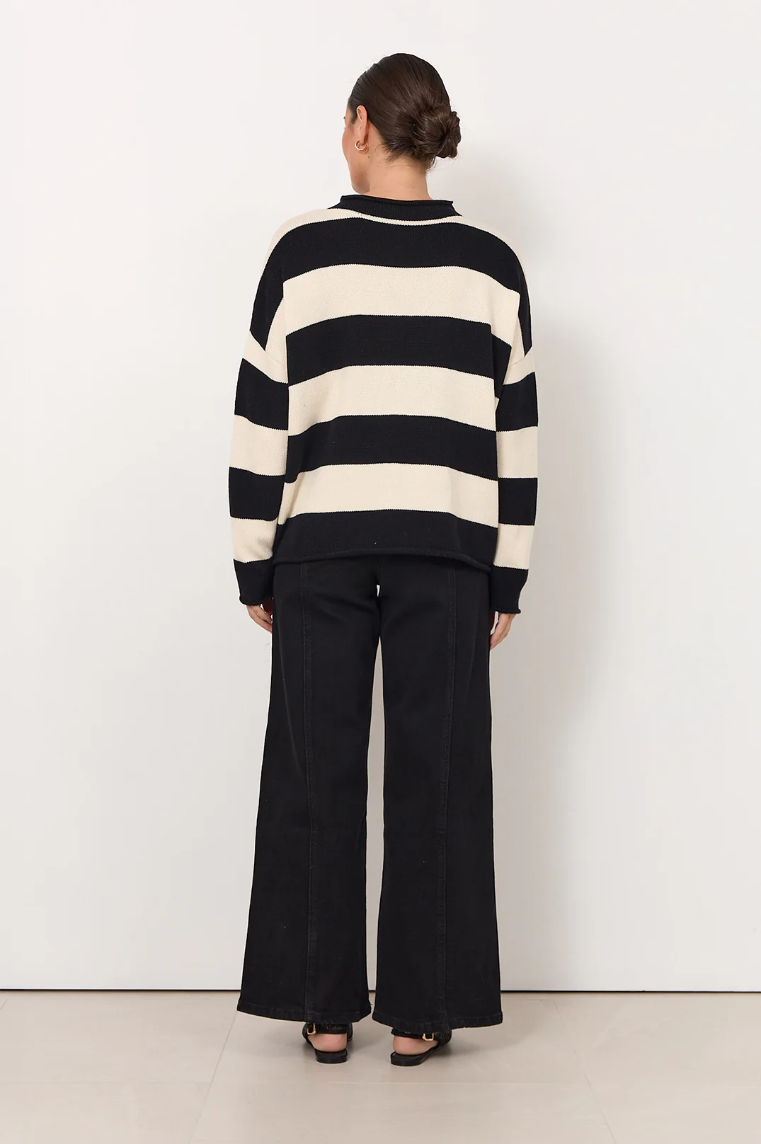 Lucille Long Sleeve Knit Jumper (Black/Cream) - Image 6