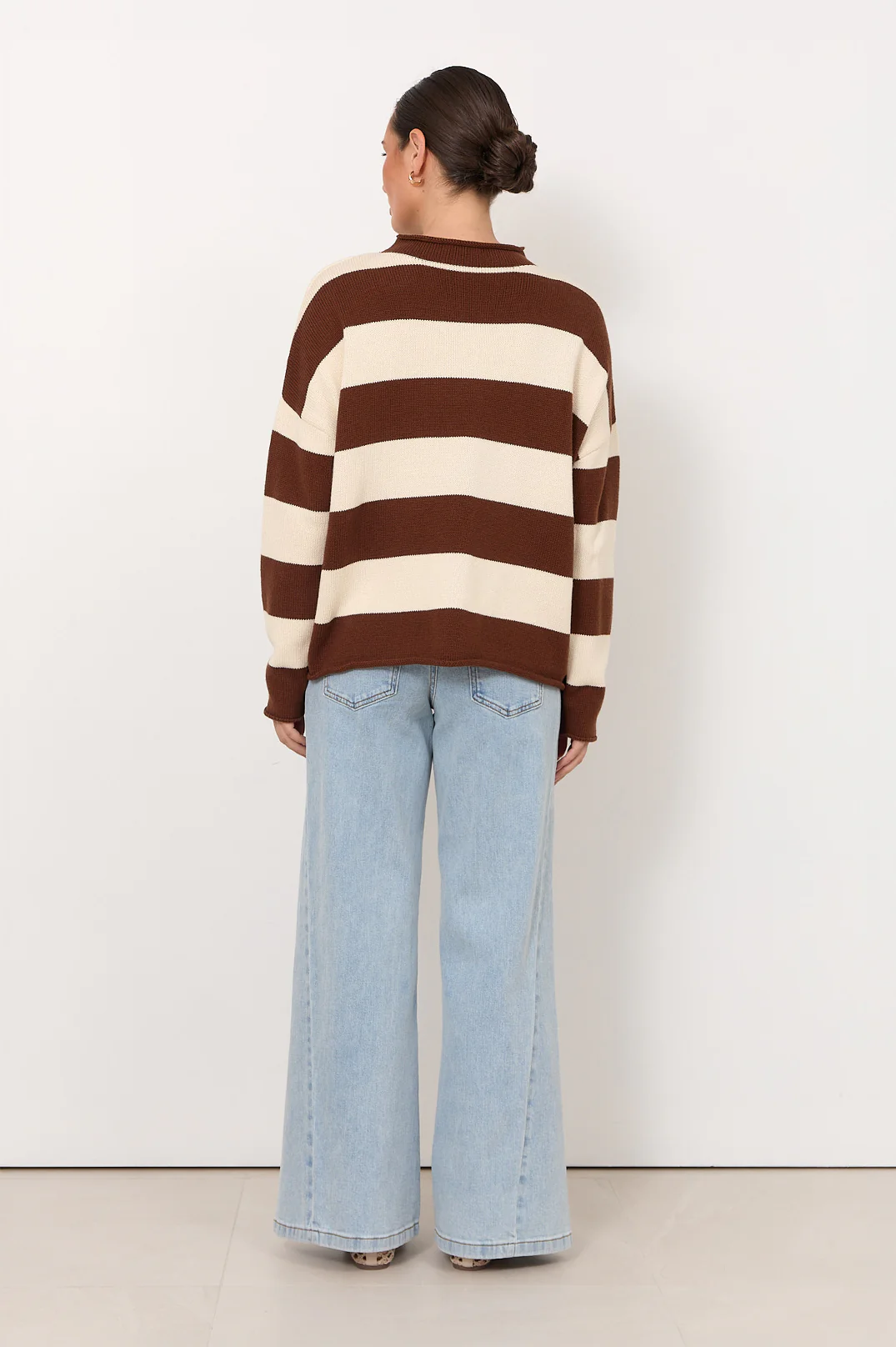 Lucille Long Sleeve Knit Jumper (Choc/Cream) - Image 4
