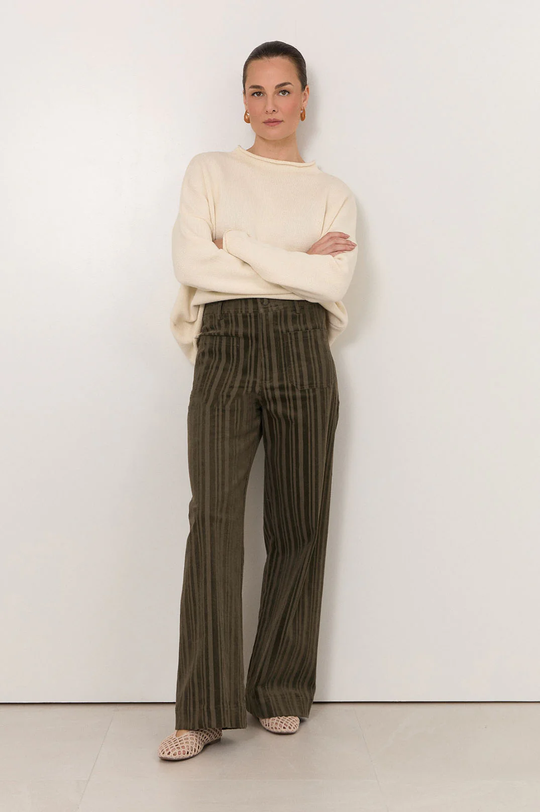 Lucy Corduroy Stripe Pant (Khaki) - Image 2