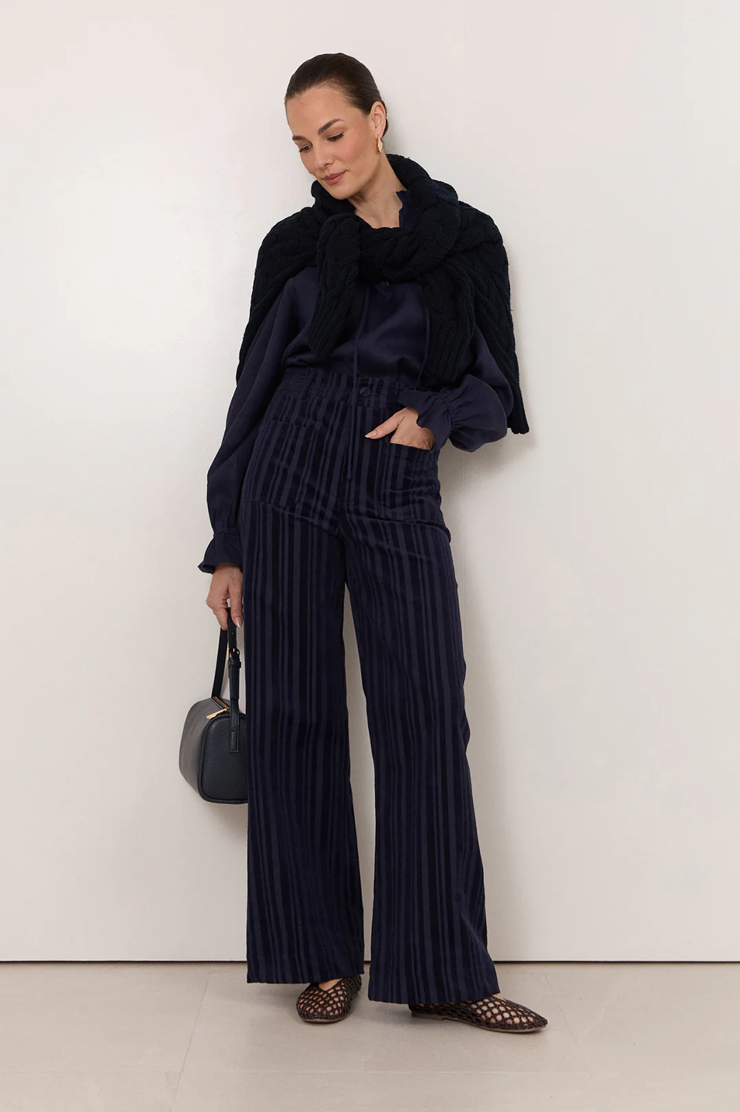 Lucy Corduroy Stripe Pant (Navy) - Image 3