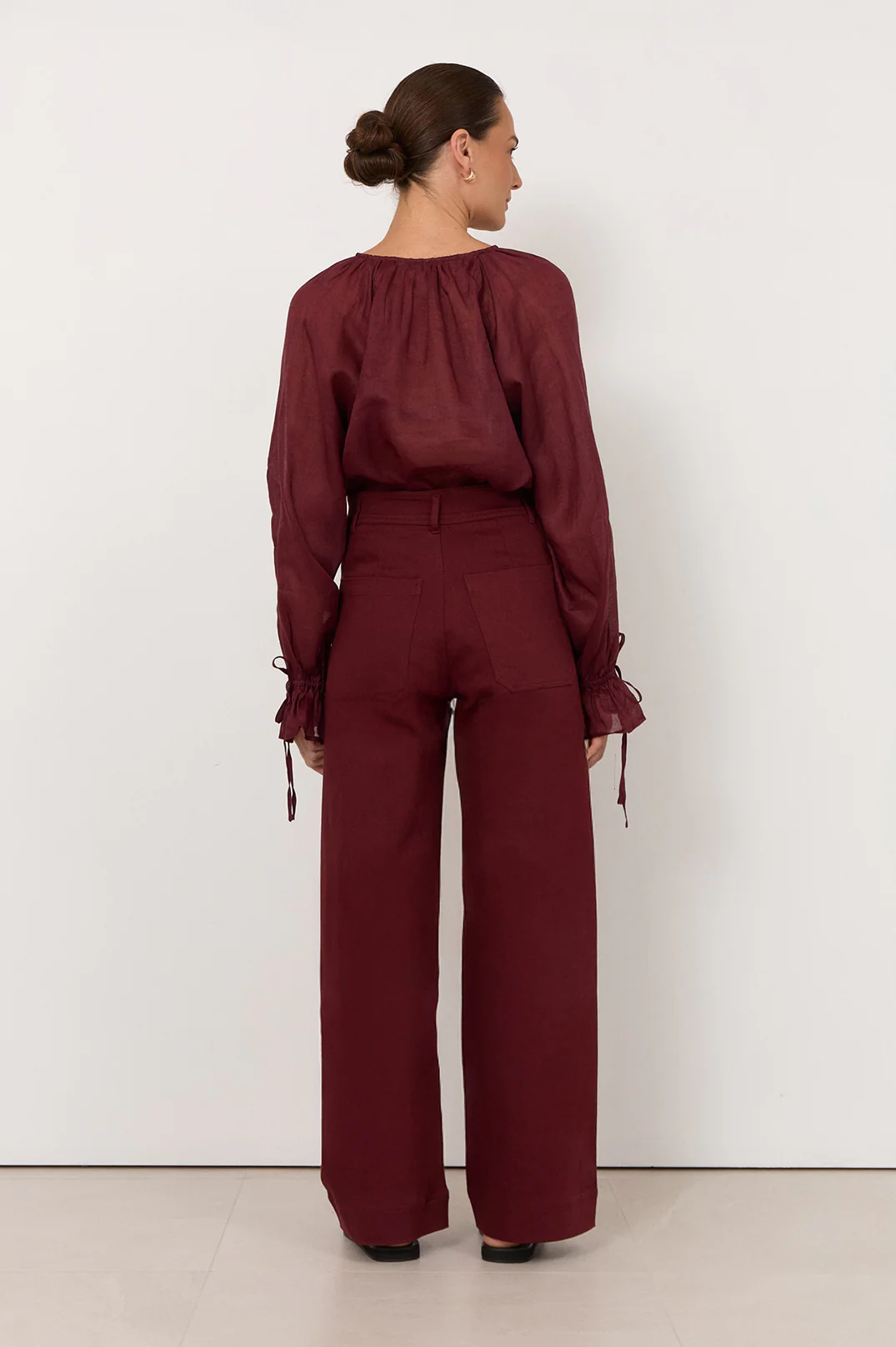 Lucy Patch Pocket Denim Pant (Burgundy) - Image 5