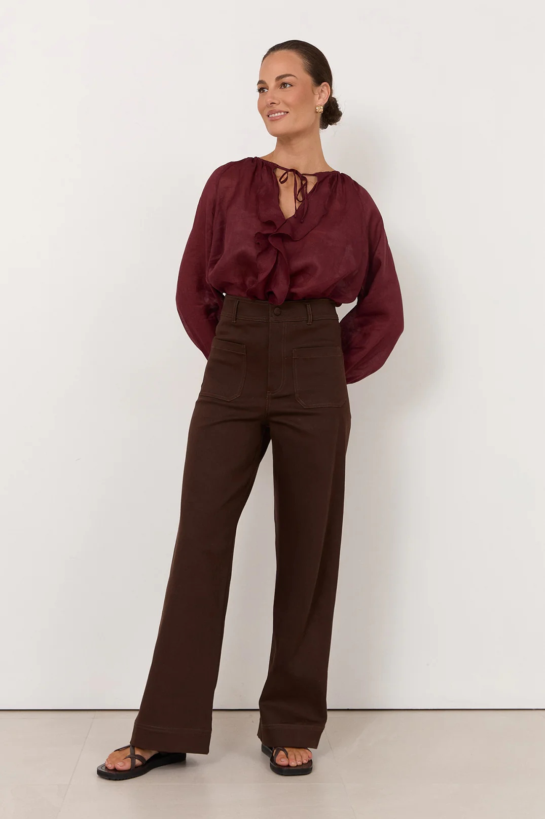 Lucy Patch Pocket Denim Pant (Chocolate) - Image 4