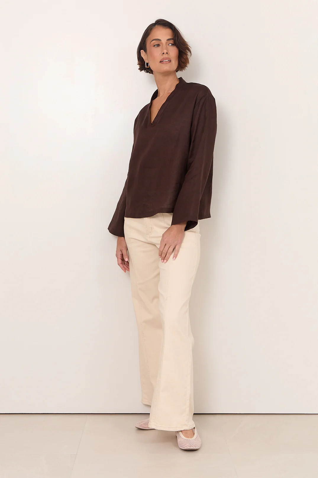 Luka Lightweight Linen Top (Chocolate) - Image 3