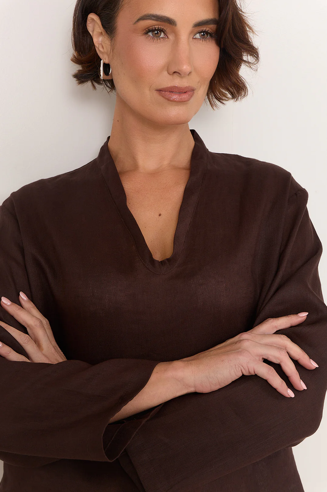 Luka Lightweight Linen Top (Chocolate) - Image 6