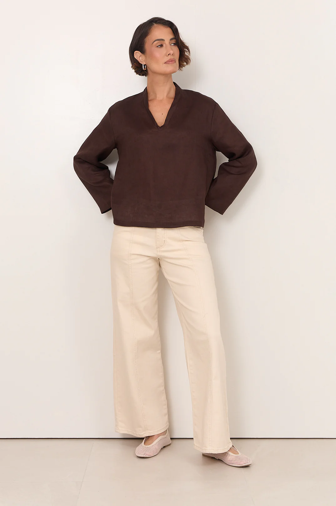 Luka Lightweight Linen Top (Chocolate) - Image 7