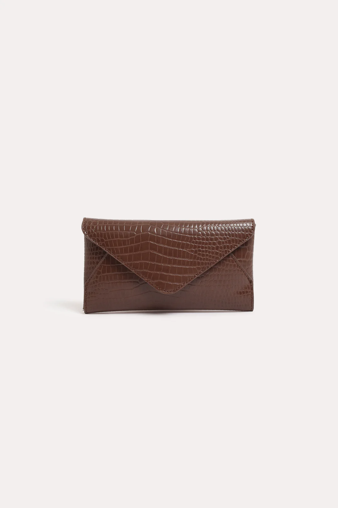 Madeleine Croc Envelope Cross Body Bag (Chocolate)
