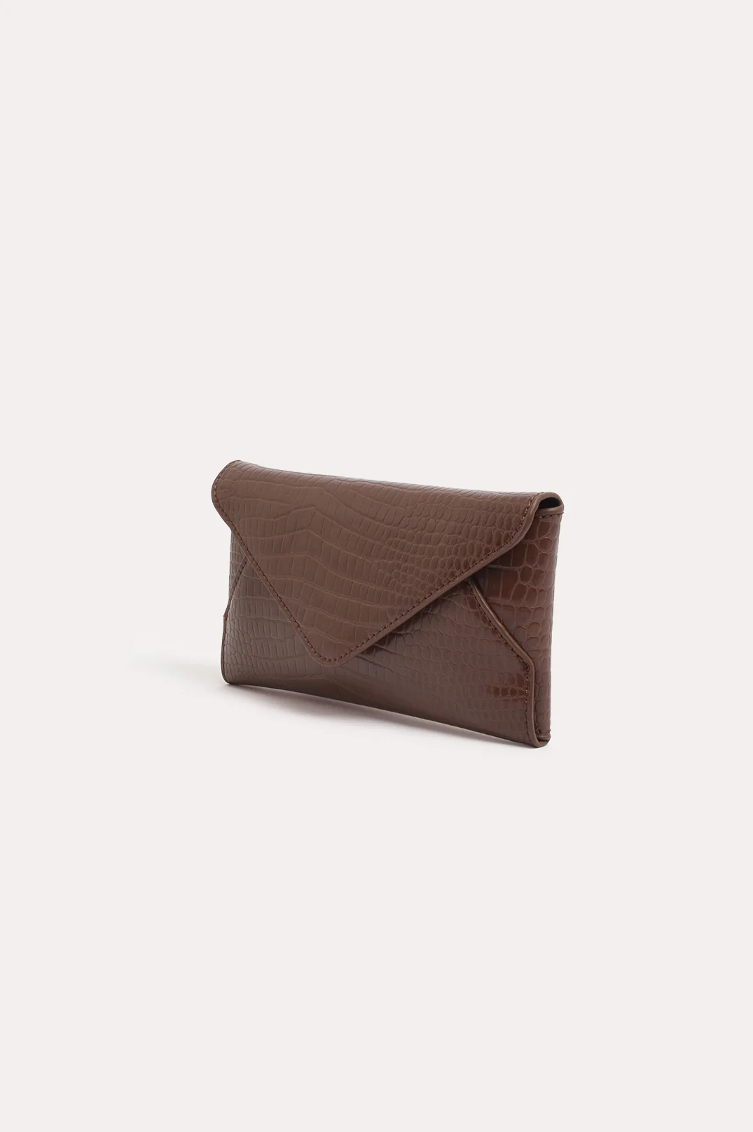 Madeleine Croc Envelope Cross Body Bag (Chocolate) - Image 3
