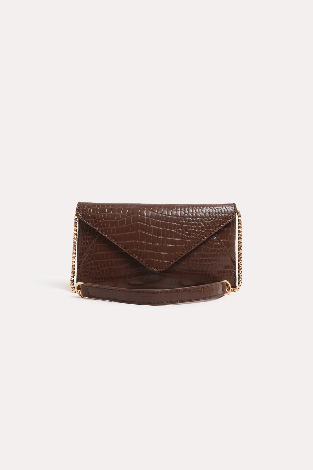 Madeleine Croc Envelope Cross Body Bag (Chocolate) - Image 4