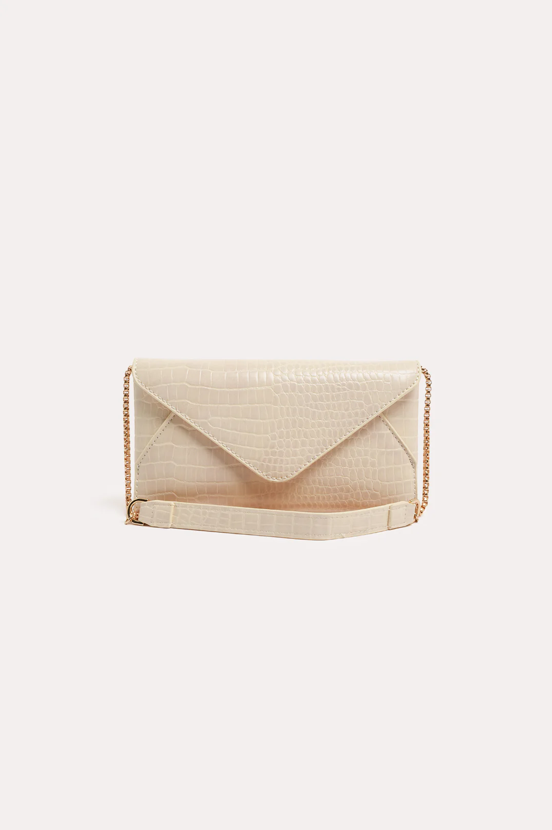 Madeleine Croc Envelope Cross Body Bag (Nude) - Image 4