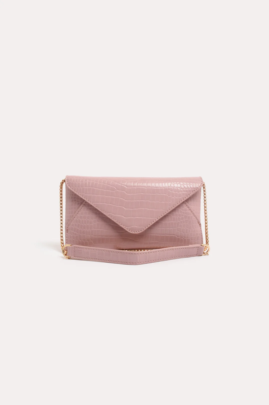 Madeleine Croc Envelope Cross Body Bag (Pink) - Image 4