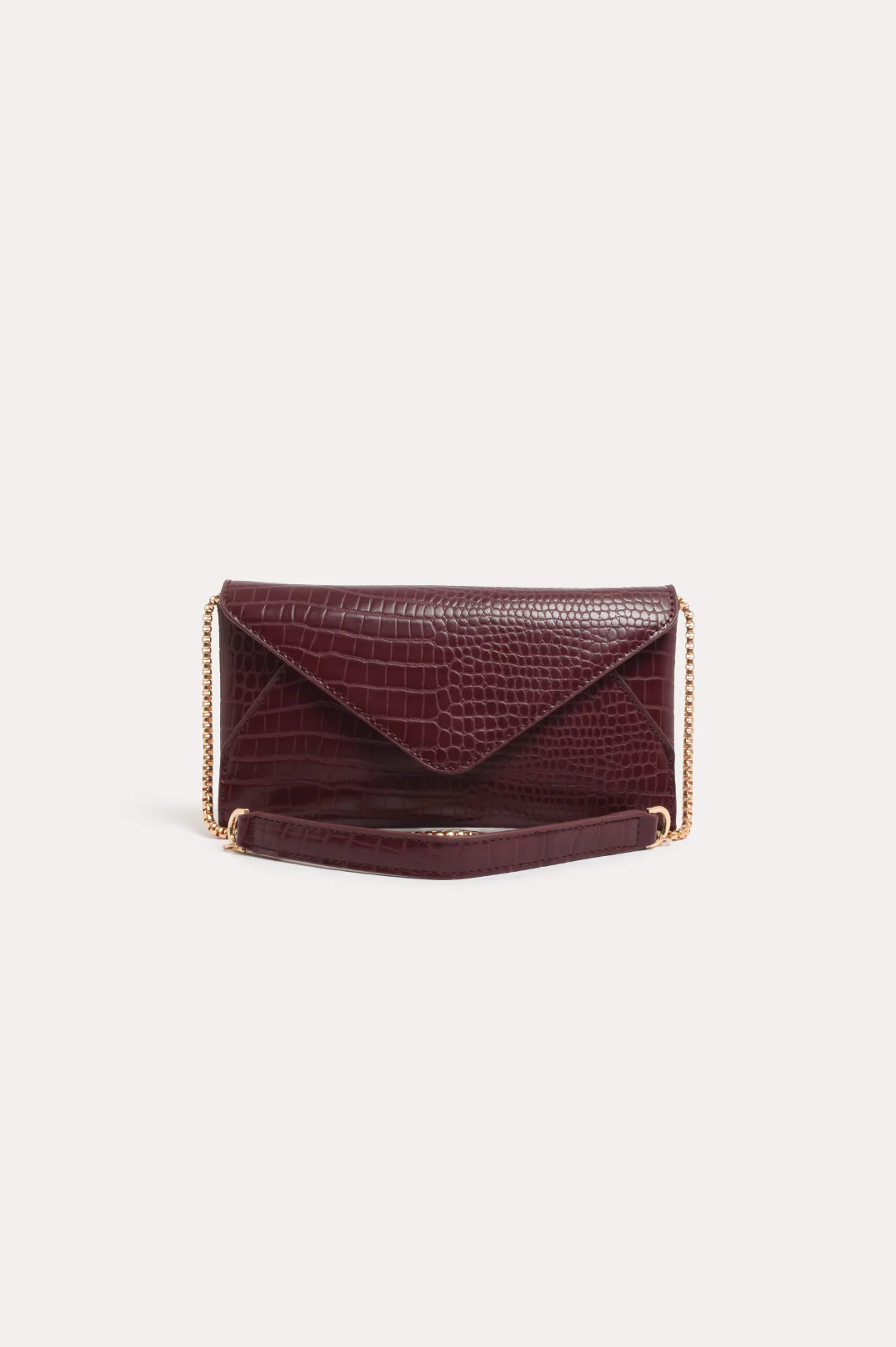 Madeleine Croc Envelope Cross Body Bag (Plum) - Image 4