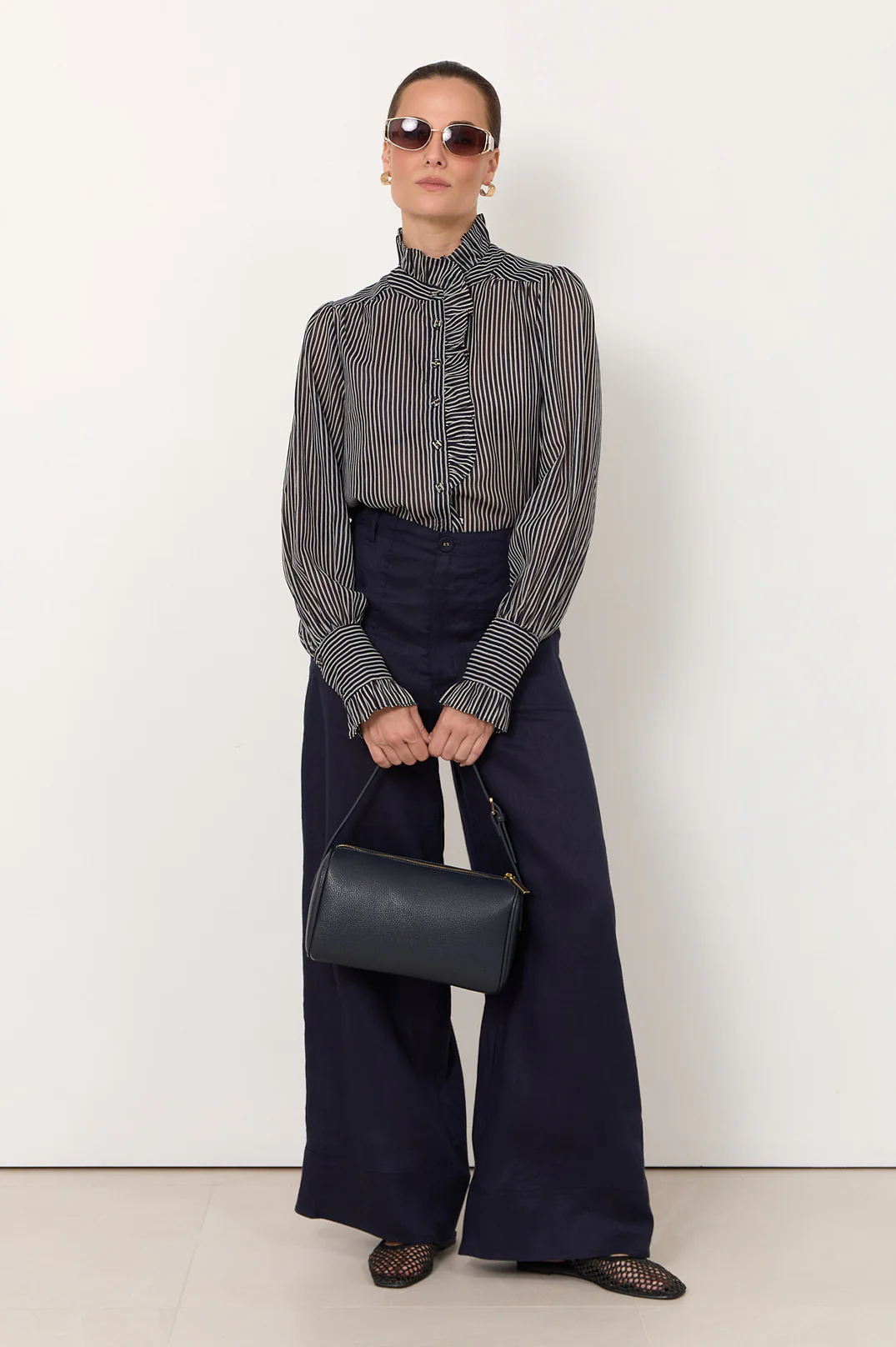 Maeve Stripe Shirt (Navy) - Image 3