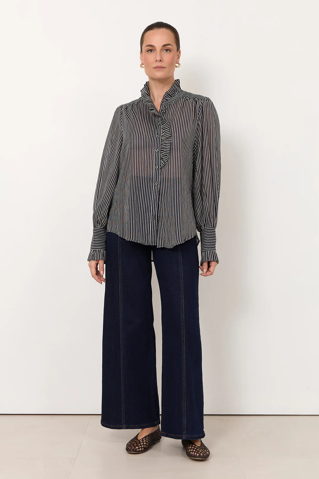 Maeve Stripe Shirt (Navy) - Image 4